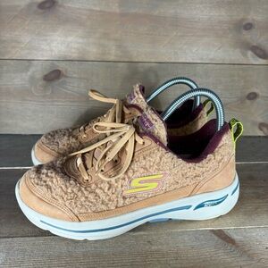 skechers go walk arch fit snow bound womens size 7 shoes brown fur sneakers